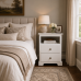UK Handmade Solid Pine 2 Drawer 45cm Wide Bedside Table with Shelf - Baltic White - Fully Assembled (Bespoke Sizes)