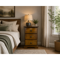 BALTIC SOLID PINE 3 DRAWER BEDSIDE CABINET IN DAKR OAK POLISHED BALTIC SOLID PINE 3 DRAWER BEDSIDE CABINET IN DAKR OAK POLISHED