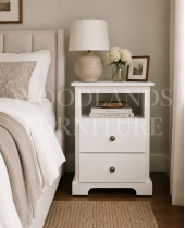 BALTIC SOLID PINE 2 DRAWER BEDSIDE CABINET WITH SHELF IN WHITE