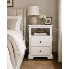 BALTIC SOLID PINE 2 DRAWER BEDSIDE CABINET WITH SHELF IN WHITE BALTIC SOLID PINE 2 DRAWER BEDSIDE CABINET WITH SHELF IN WHITE