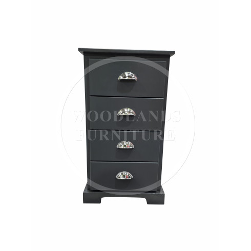 BALTIC SOLID PINE 4 DRAWER BEDSIDE CABINET IN DARK GREY