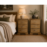 BALTIC SOLID PINE 3 DRAWER BEDSIDE CABINET SET IN KENILWORTH OAK WAX BALTIC SOLID PINE 3 DRAWER BEDSIDE CABINET SET IN KENILWORTH OAK WAX