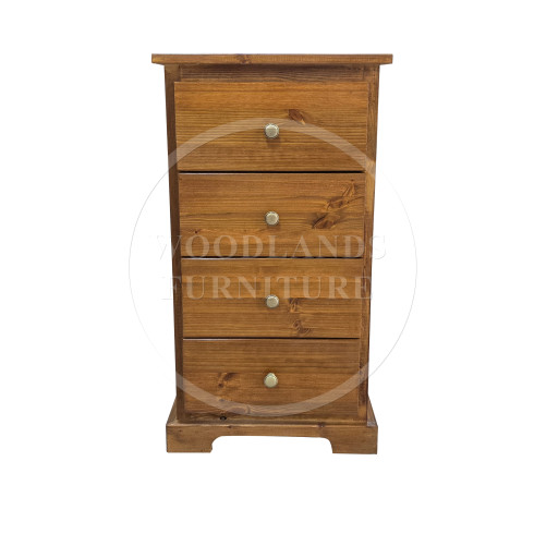 BALTIC SOLID PINE 4 DRAWER BEDSIDE CABINET IN GOLDEN OAK POLISHED