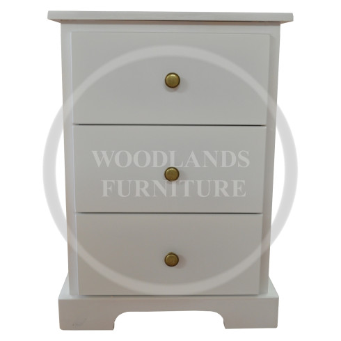 BALTIC SOLID PINE 3 DRAWER BEDSIDE CABINET IN WHITE
