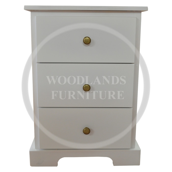 BALTIC SOLID PINE 3 DRAWER BEDSIDE CABINET IN WHITE