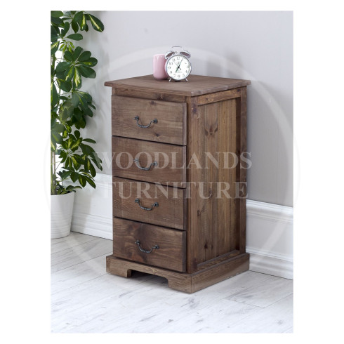 BALTIC SOLID PINE 4 DRAWER BEDSIDE CABINET IN MEDIUM OAK WAX