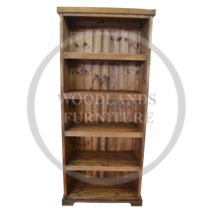 BALTIC SOLID PINE 4 SHELF BOOKCASE MEDIUM OAK WAX