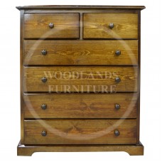 BALTIC SOLID PINE 2+4 DRAWER CHEST IN DARK OAK POLISHED 