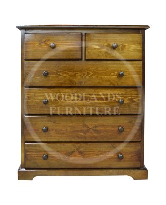 Baltic Solid Pine 2+4 Drawer Chest In Dark Oak Polished