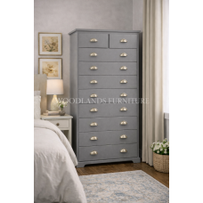 BALTIC SOLID PINE 2+8 CHEST OF DRAWERS IN GREY