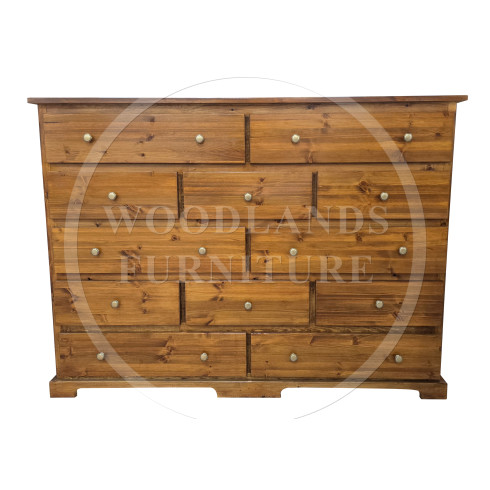 BALTIC SOLID PINE 12 DRAWER MIX CHEST OF DRAWERS IN GOLDEN OAK POLISED