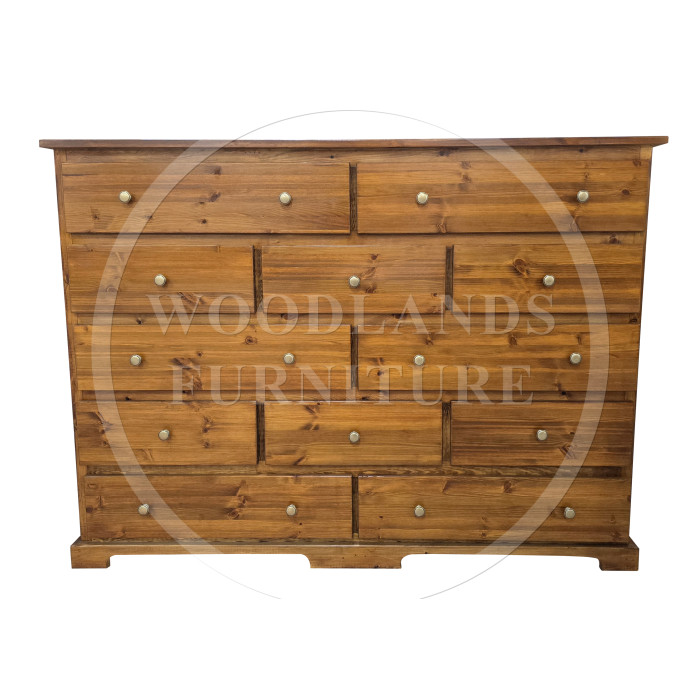 BALTIC SOLID PINE 12 DRAWER MIX CHEST OF DRAWERS IN GOLDEN OAK POLISED