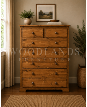 BALTIC SOLID PINE 2+5 CHEST OF DRAWERS IN OLD ANTIQUE POLISHED