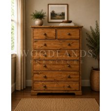 BALTIC SOLID PINE 2+5 CHEST OF DRAWERS IN OLD ANTIQUE POLISHED