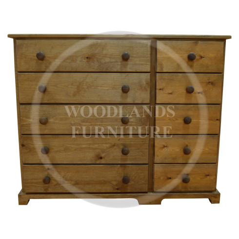 BALTIC SOLID PINE 10 DRAWER CHEST (5+5) IN LIGHT OAK WAX