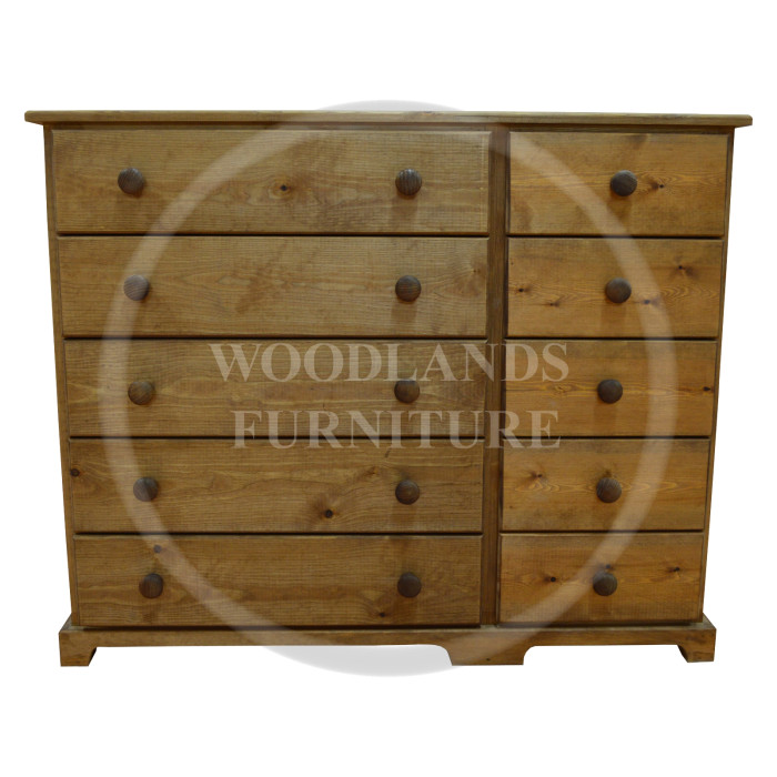 BALTIC SOLID PINE 10 DRAWER CHEST (5+5) IN LIGHT OAK WAX