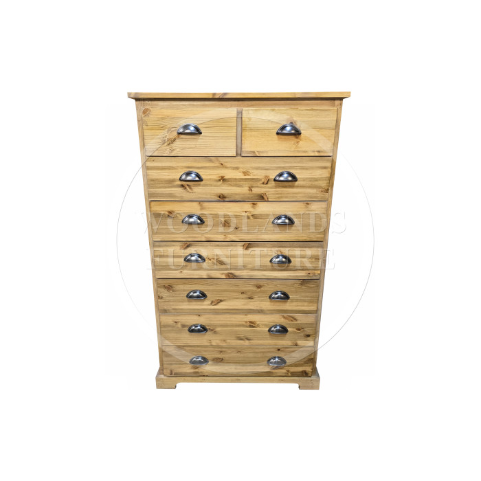 BALTIC SOLID PINE 2+6 CHEST OF DRAWERS IN LIGHT ANTIQUE POLISHED