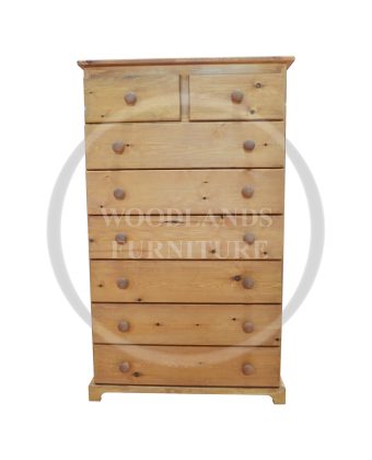 Baltic Solid Pine 2+6 Chest Of Drawers In Light Oak Wax