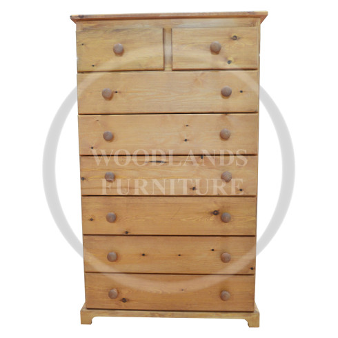 BALTIC SOLID PINE 2+6 CHEST OF DRAWERS IN LIGHT OAK WAX
