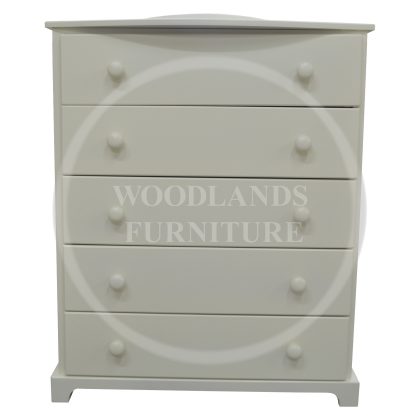 Baltic Solid Pine Curved 5 Drawer Chest In White