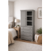 Handmade in the UK Solid Pine 1 Door 4 Drawer 90cm Wide Wardrobe with Open Shelves - Baltic Grey (Made to Measure)