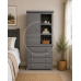 BALTIC SOLID PINE 1 DOOR 4 DRAWER WARDROBE WITH OPEN SHELVES IN GREY