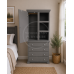 BALTIC SOLID PINE 1 DOOR 4 DRAWER WARDROBE WITH OPEN SHELVES IN GREY