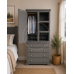 BALTIC SOLID PINE 1 DOOR 4 DRAWER WARDROBE WITH OPEN SHELVES IN GREY