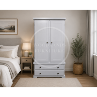 BALTIC SOLID PINE GENTS 2 DRAWER WARDROBE IN GREY