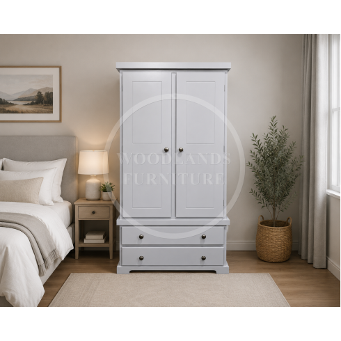 BALTIC SOLID PINE GENTS 2 DRAWER WARDROBE IN GREY
