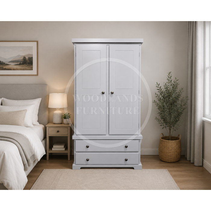 BALTIC SOLID PINE GENTS 2 DRAWER WARDROBE IN GREY BALTIC SOLID PINE GENTS 2 DRAWER WARDROBE IN GREY