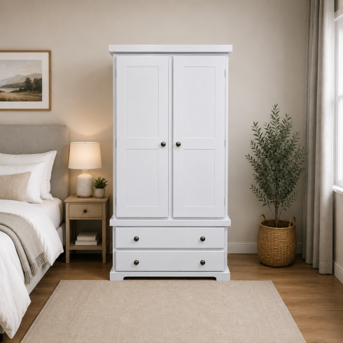 Baltic Solid Pine Gents 2 Drawer Wardrobe In Grey Baltic Solid Pine Gents 2 Drawer Wardrobe In Grey