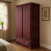 BALTIC SOLID PINE 1 DRAWER LARGE WARDROBE- NO MIRRORED DOORS IN RED MAHOGANY WAX BALTIC SOLID PINE 1 DRAWER LARGE WARDROBE- NO MIRRORED DOORS IN RED MAHOGANY WAX