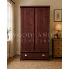 BALTIC SOLID PINE 1 DRAWER LARGE WARDROBE- NO MIRRORED DOORS IN RED MAHOGANY WAX BALTIC SOLID PINE 1 DRAWER LARGE WARDROBE- NO MIRRORED DOORS IN RED MAHOGANY WAX