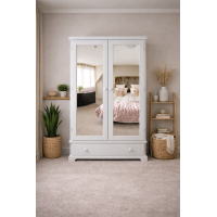 BALTIC SOLID PINE 1 DRAWER MIRRORED LARGE WARDROBE IN WHITE BALTIC SOLID PINE 1 DRAWER MIRRORED LARGE WARDROBE IN WHITE