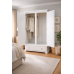 BALTIC SOLID PINE 1 DRAWER MIRRORED LARGE WARDROBE IN WHITE BALTIC SOLID PINE 1 DRAWER MIRRORED LARGE WARDROBE IN WHITE