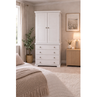 BALTIC SOLID PINE 2 DOOR 4 DRAWER WARDROBE IN WHITE BALTIC SOLID PINE 2 DOOR 4 DRAWER WARDROBE IN WHITE