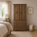 Handmade in the UK Solid Pine 2 Door 4 Drawer 90cm Wide Wardrobe - Baltic Medium Oak (Made to Measure)