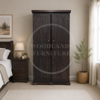 BALTIC  SOLID PINE 2 DOOR FULL HANGING WARDROBE IN RED MAHOGANY WAX