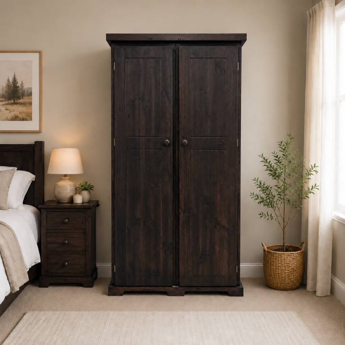 BALTIC SOLID PINE 2 DOOR FULL HANGING WARDROBE IN RED MAHOGANY WAX BALTIC SOLID PINE 2 DOOR FULL HANGING WARDROBE IN RED MAHOGANY WAX
