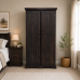 Handmade in the UK Solid Pine 2 Door Full Hanging 90cm Wide Wardrobe - Baltic Red Mahogany Wax (Made to Measure)