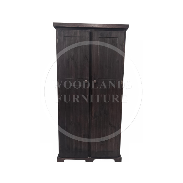BALTIC  SOLID PINE 2 DOOR FULL HANGING WARDROBE IN RED MAHOGANY WAX