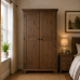 Solid Pine 2 Door Full Hanging Wardrobe - Baltic Medium Oak Wax | Handmade in England