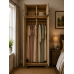 BALTIC SOLID PINE 2 DOOR FULL HANGING WARDROBE WITH TOPBOX IN MEDIUM OAK WAX