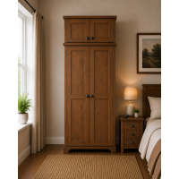 BALTIC SOLID PINE 2 DOOR FULL HANGING WARDROBE WITH TOPBOX IN MEDIUM OAK WAX BALTIC SOLID PINE 2 DOOR FULL HANGING WARDROBE WITH TOPBOX IN MEDIUM OAK WAX