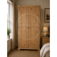 BALTIC SOLID PINE 2 DOOR FULL HANGING  WARDROBE IN LIGHT OAK WAX