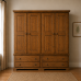 Handmade in England Baltic Solid Pine 4 Drawer and 4 Door Wardrobe in Golden Oak