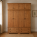 Handmade in England Baltic Solid Pine 4 Door 4 Drawer Wardrobe with Topbox in Light Oak Wax