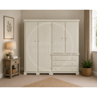BALTIC SOLID PINE 4 DOOR 3 DRAWER QUAD WARDROBE IN IVORY