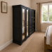 BALTIC SOLID PINE 4 DOOR 3 DRAWER MIRRORED WARDROBE WITH BOOKCASE IN BLACK BALTIC SOLID PINE 4 DOOR 3 DRAWER MIRRORED WARDROBE WITH BOOKCASE IN BLACK